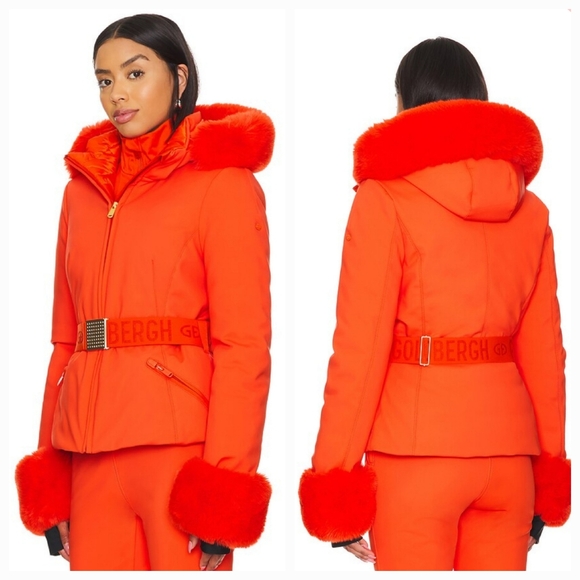 Goldbergh Giselle Ski Jacket Fur Cuffs Orange Goldbergh Giselle Belted Jacket - Picture 6 of 15